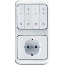 4-fold Control Element in combination with SCHUKO socket outlet alpha